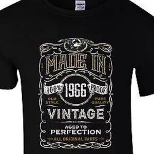 🐠Vintage 1966 birthday t-shirt black burgundy white novelty eagle